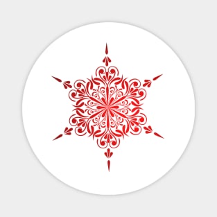 Festive Merry and Bright Red Snowflake - Christmas Holiday Season Magnet